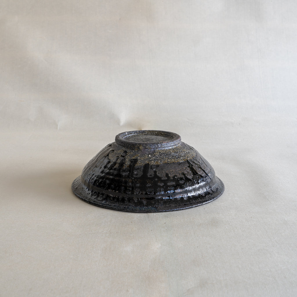 Komon Seji Okuda Kuro Haiyu Large Asabachi Bowl (Black Ash Glaze)