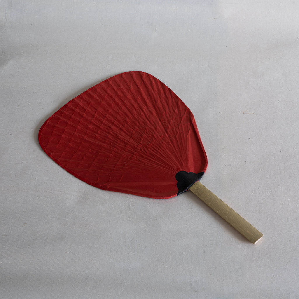 Komon Solid Red Shibu Uchiwa (Paper Fan)