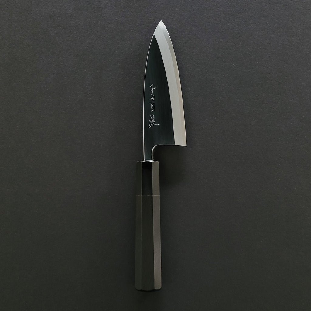 foran platform Gammeldags Nenohi Hon-Kasumi Blue Ai Deba 120mm Ebony Handle (Mirror Polished) | Tosho  Knife Arts | Tosho Knife Arts
